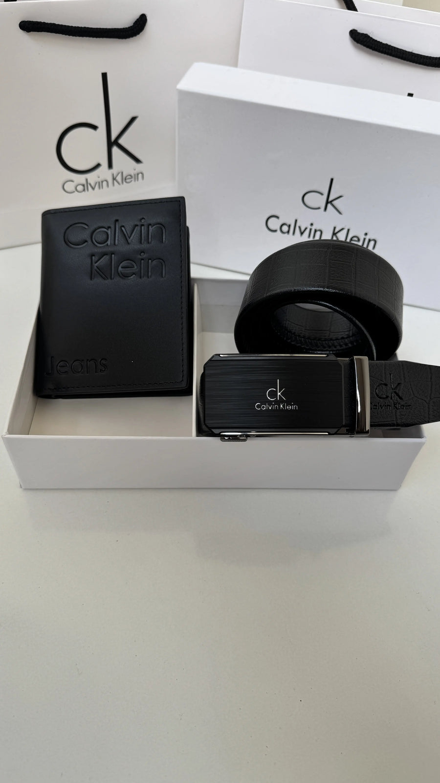CALVIN KLEIN Wallet & Automatic Belt Set – Premium Gift Set with Box & Bag