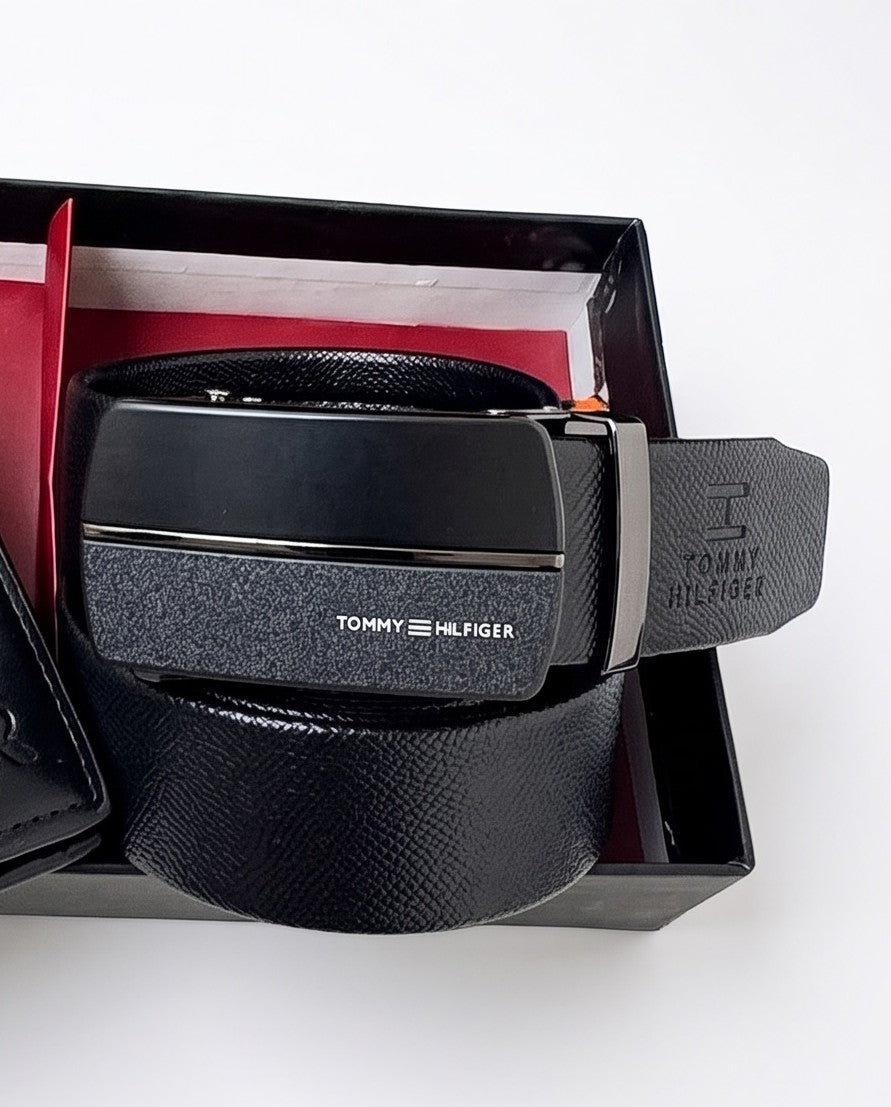 Tommy Hilfiger Automatic Belt – Adjustable Belt with Gift Box & Bag