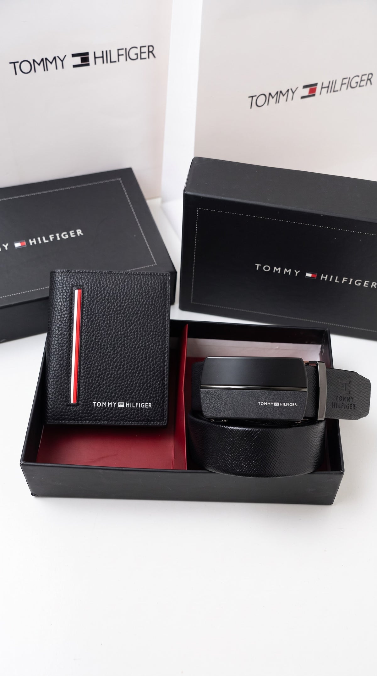 Tommy Hilfiger Wallet & Automatic Belt Set – Premium Gift Set with Box & Bag