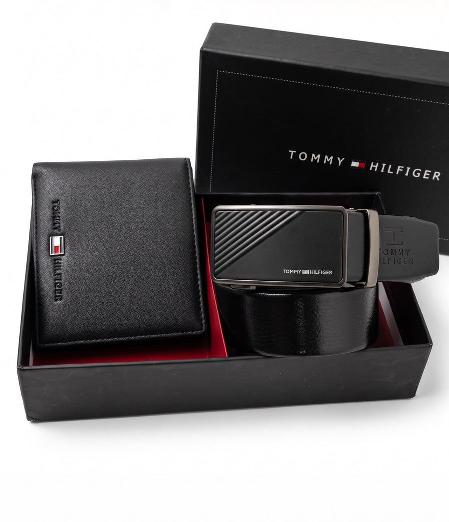 Tommy Hilfiger Wallet & Automatic Belt Set – Premium Gift Set with Box & Bag
