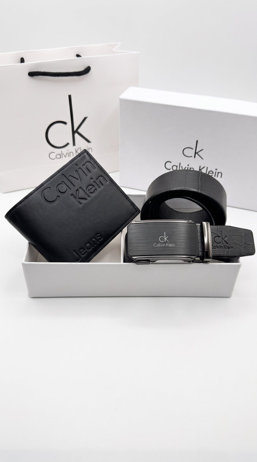 CALVIN KLEIN Wallet & Automatic Belt Set – Premium Gift Set with Box & Bag