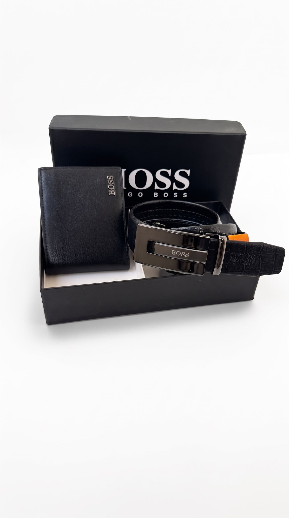 BOSS Wallet & Automatic Belt Set – Premium Gift Set with Box & Bag