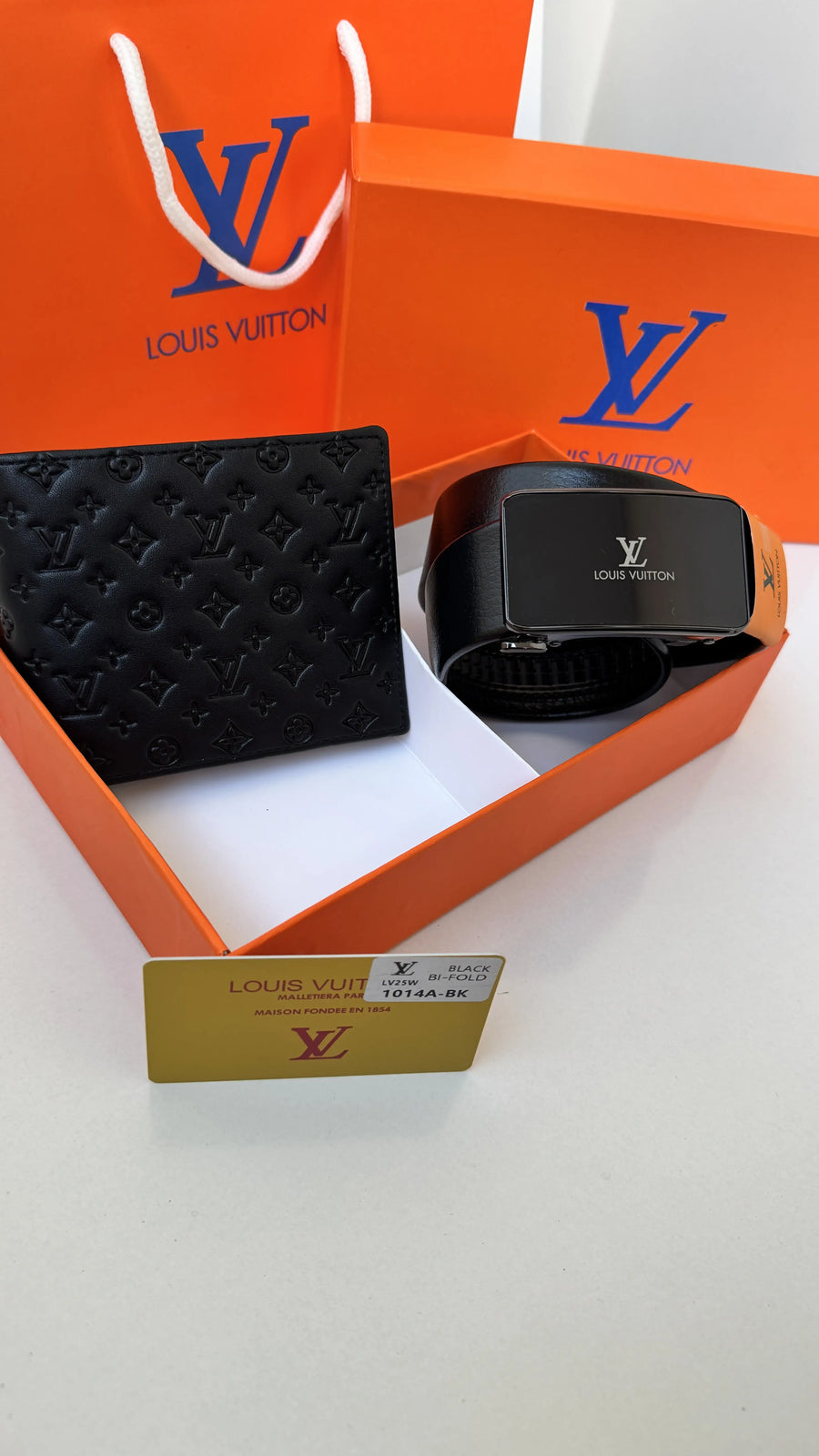 Louis Vuitton Wallet & Automatic Belt Set – Premium Gift Set with Box & Bag