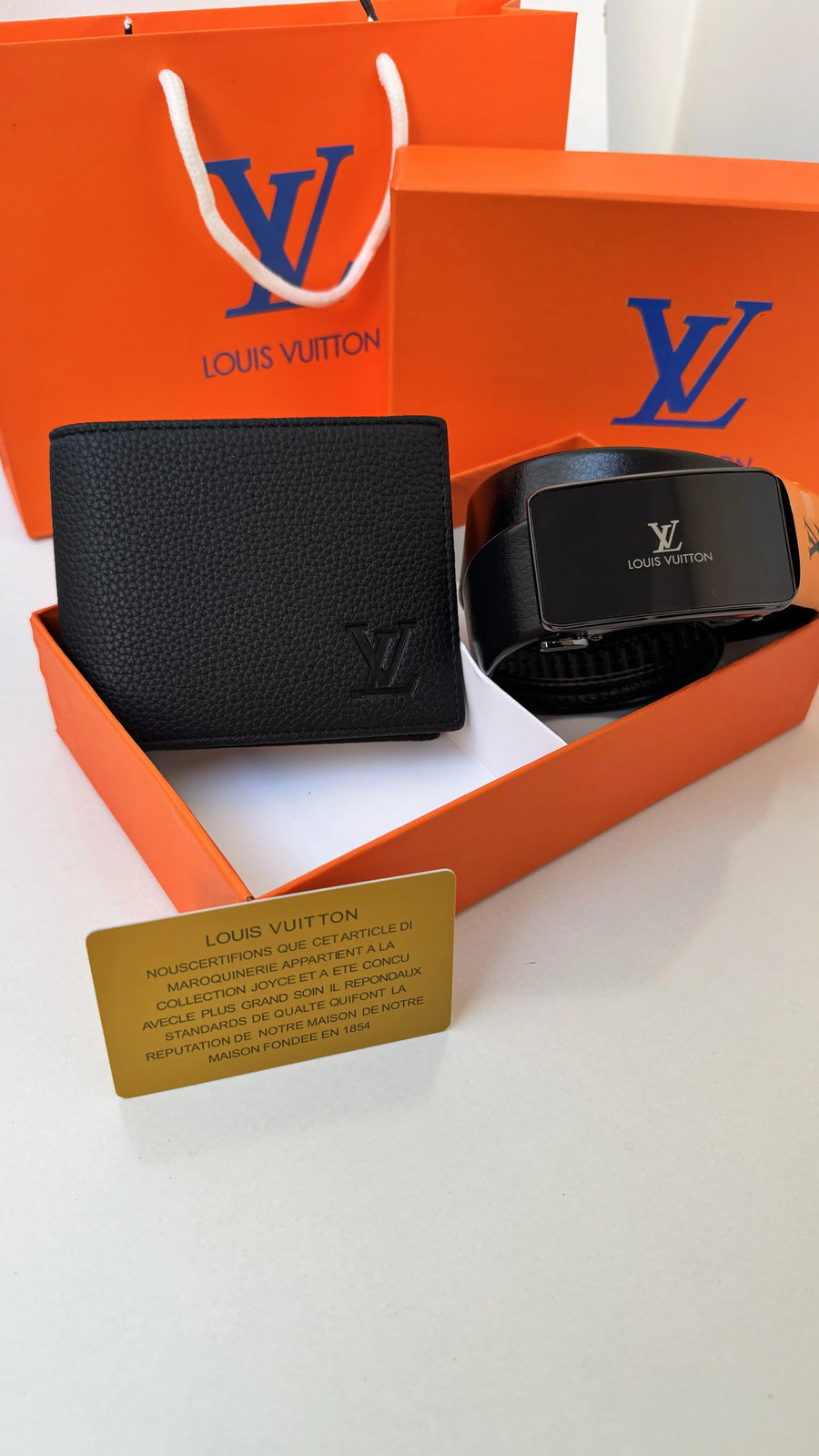 Louis Vuitton Wallet & Automatic Belt Set – Premium Gift Set with Box & Bag