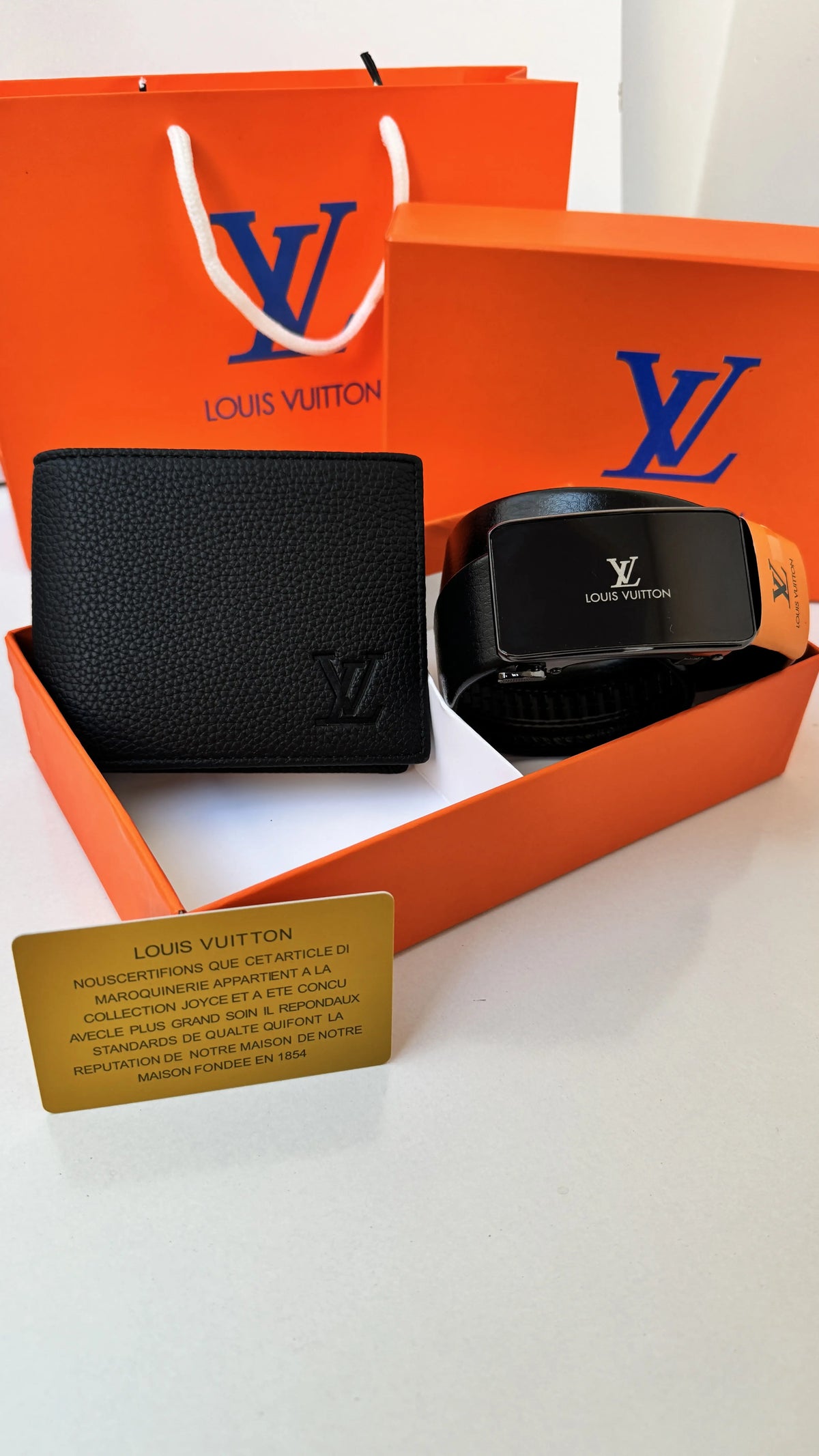 Louis Vuitton Wallet & Automatic Belt Set – Premium Gift Set with Box & Bag