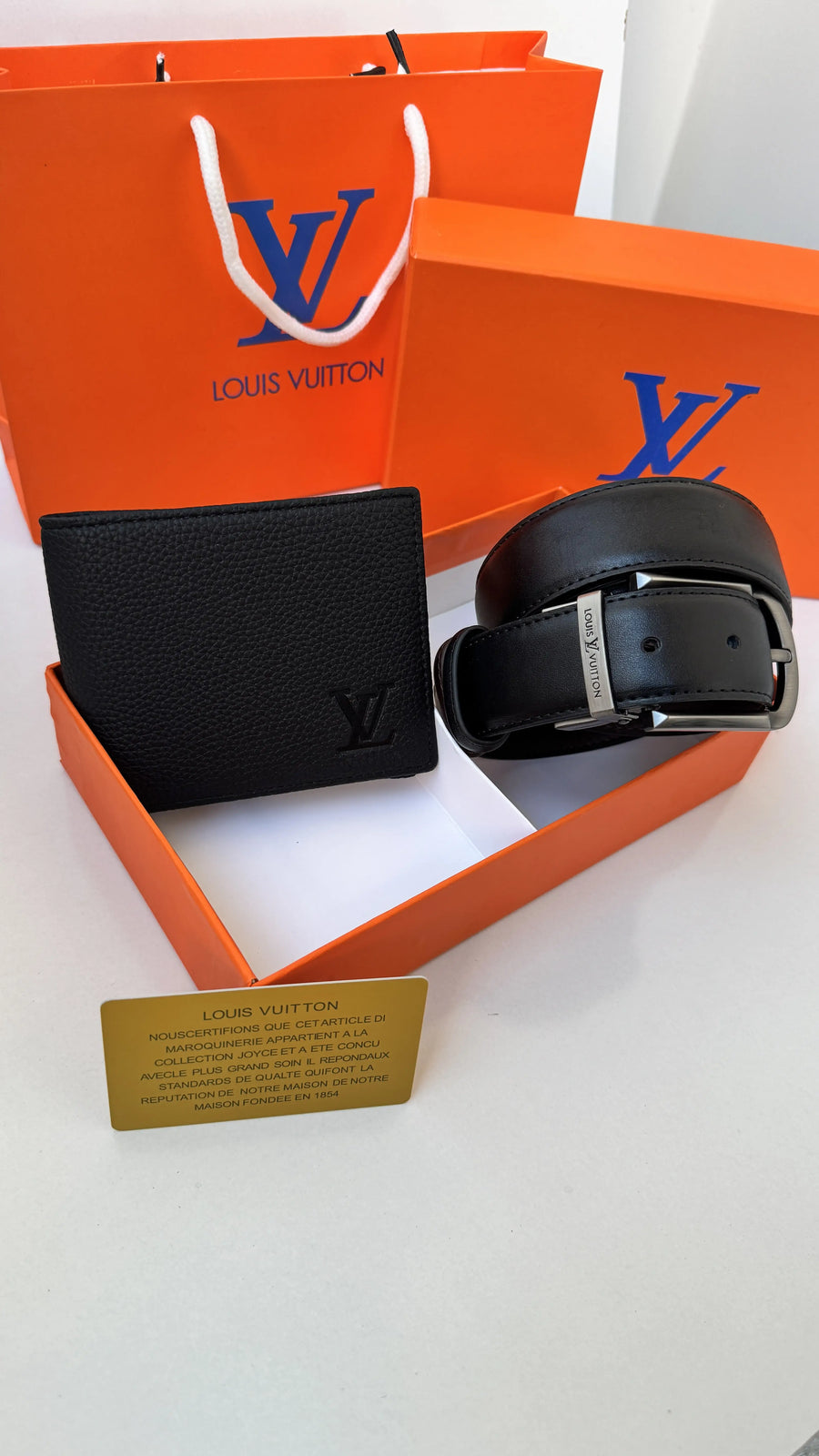 LV Wallet & Double Face Belt Set – Premium Gift Set with Box & Bag