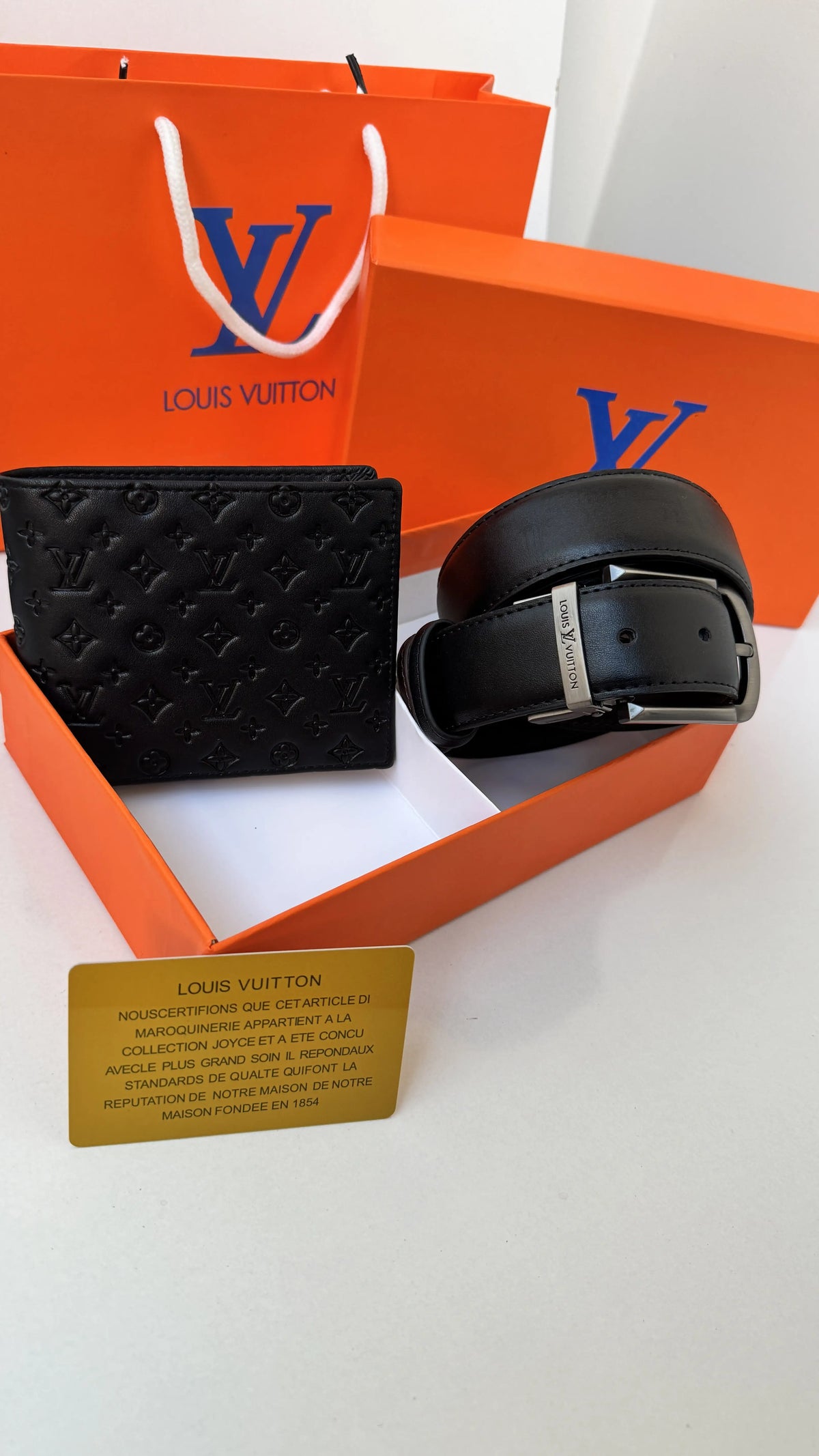 LV Wallet & Double Face Belt Set – Premium Gift Set with Box & Bag