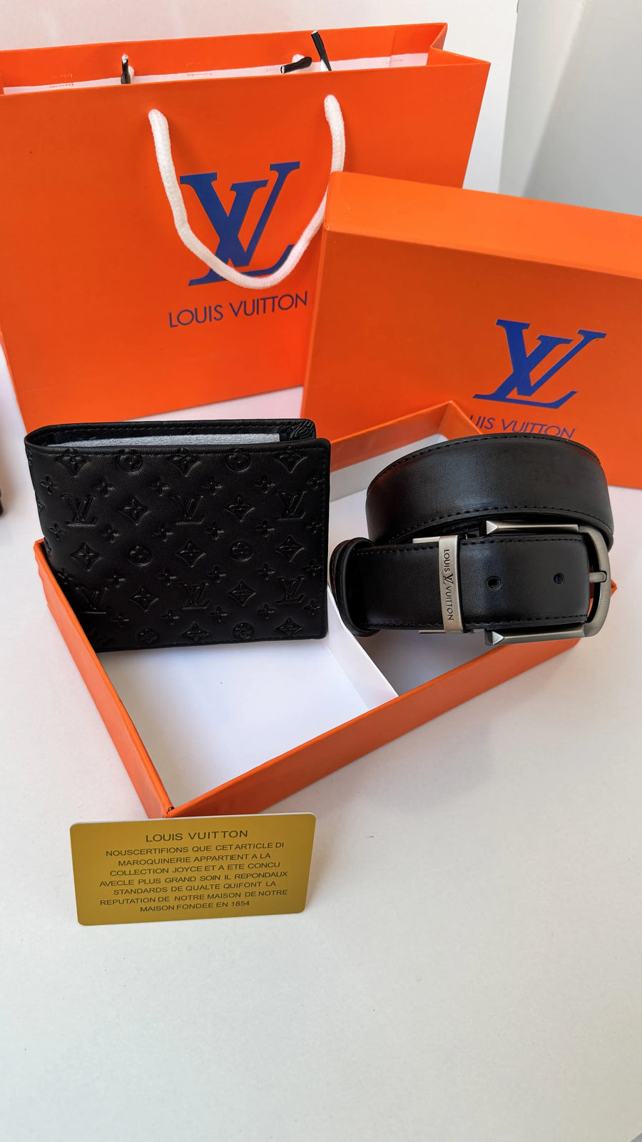 LV Wallet & Double Face Belt Set – Premium Gift Set with Box & Bag