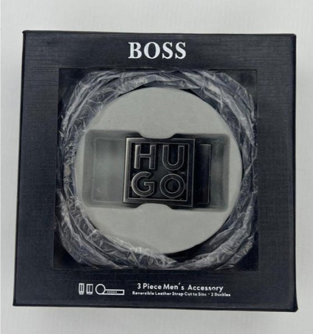 Hugo Boss Reversible Belt – Black & Brown with Classic Buckle
