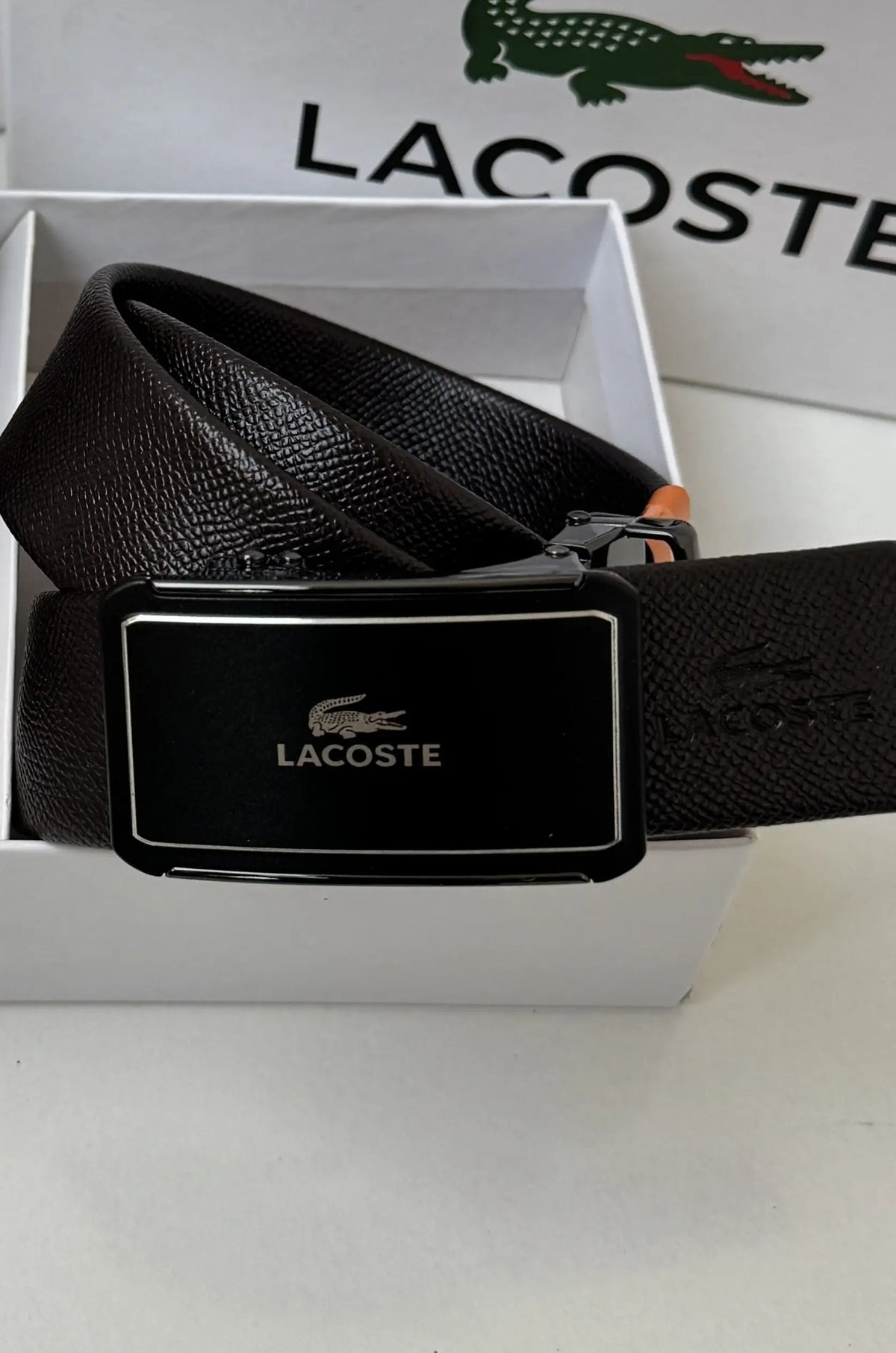 LACOSTE Wallet & Automatic Belt Set – Premium Gift Set with Box & Bag
