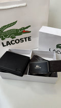 LACOSTE Wallet & Automatic Belt Set – Premium Gift Set with Box & Bag
