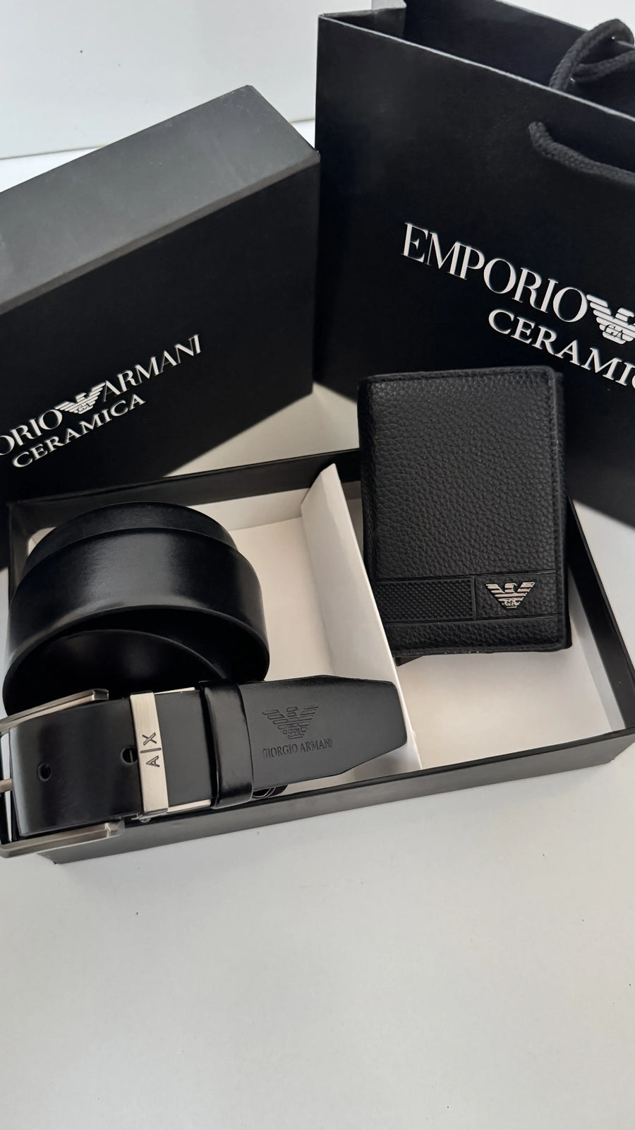 ARMANI Wallet & Double Face Belt Set – Premium Gift Set with Box & Bag
