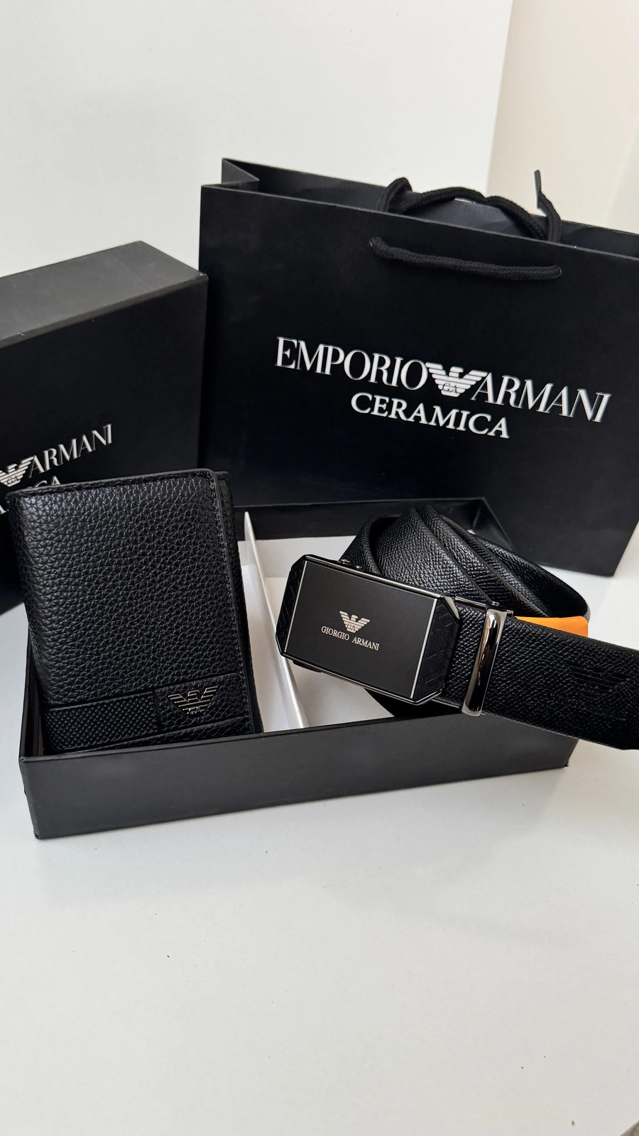 ARMANI Wallet & Automatic Belt Set – Premium Gift Set with Box & Bag
