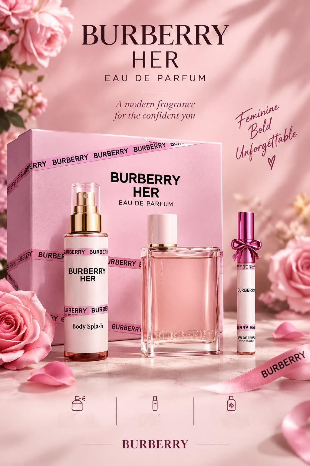 BURBERRY Perfume Gift Set – 3 Pieces | Premium Gift Box