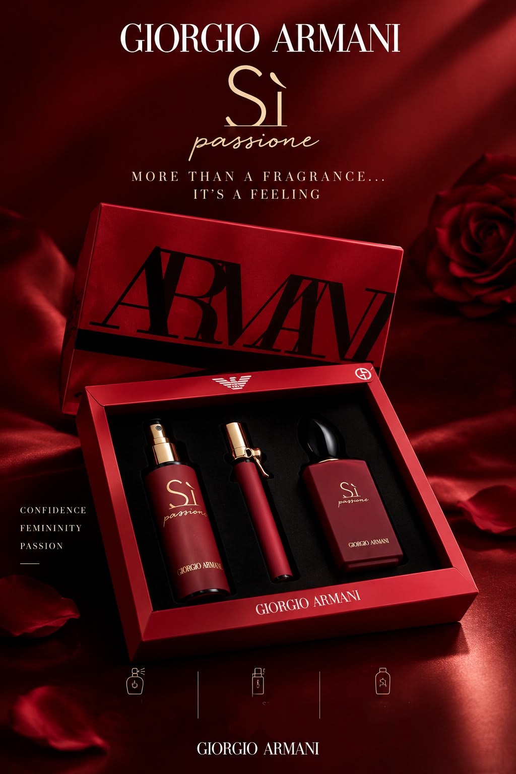 GIORGIO ARMANI Si Passione Perfume Gift Set – 3 Pieces | Premium Gift Box
