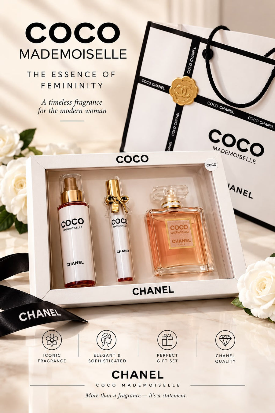 Chanel Perfume Gift Set – 3 Pieces | Premium Gift Box