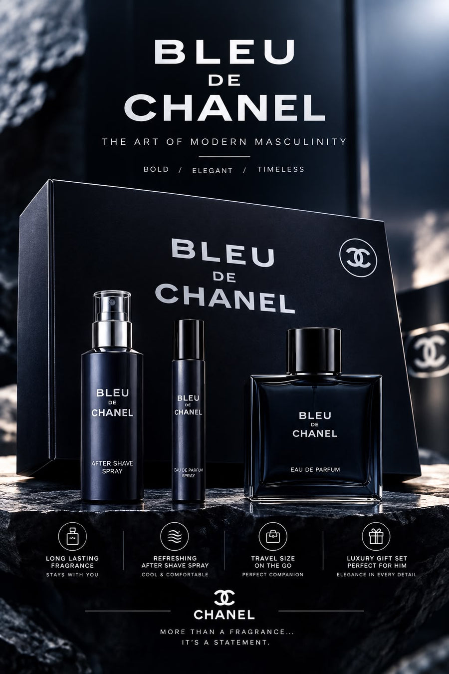 Bleu de Chanel Perfume Gift Set – 3 Pieces | Premium Gift Box