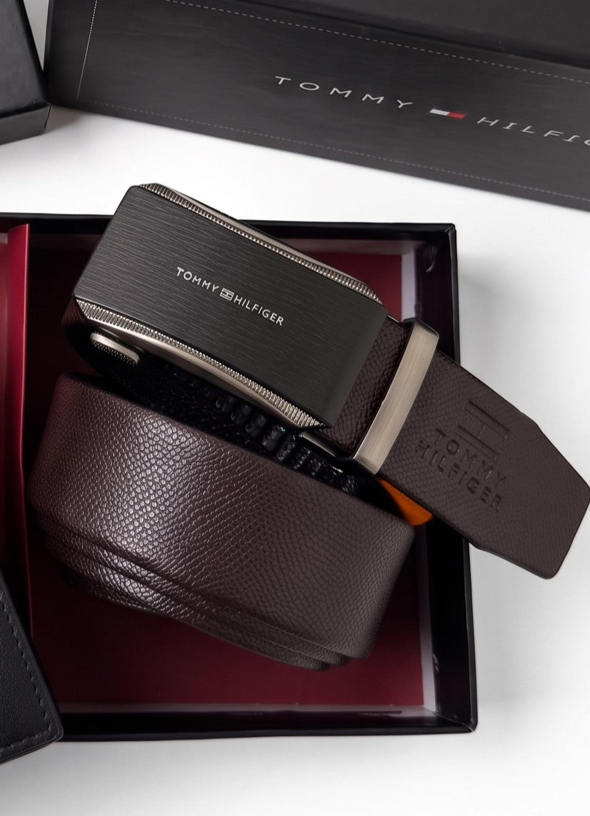 Tommy Hilfiger Wallet & Automatic Belt Set – Premium Gift Set with Box & Bag