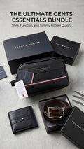 Business Man Travel Bundle - Tommy Hilfiger Leather Handbag, Reversible Belt & Wallet Bundle