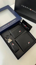 Tommy Hilfiger Wallet, Card Holder & Key Chain Set – Premium Gift Set with Box & Bag