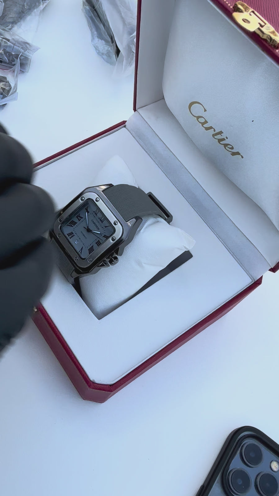 Cartier rubber Watch – with Standard Gift Box Packaging